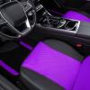 imageCAR PASS Leather Car Seat Covers ampamp Car Floor MatsUniversal Fit for SUV Sedan TruckMesh w 5m SpongeAirbag Compatible Automotive Interior Covers Full Sets Combo Set Black Charcoal GrayBlack and Purple