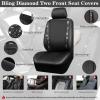 imageCAR PASS Leather Diamond Bling Car Seat Cover 2 Front Interior Sets Waterproof Universal Shining Glitter Crystal Sparkle Fit for 95 Automotive Truck SUV Cute Women Girl Black Silver RhinestoneBlack