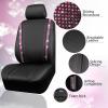 imageCAR PASS Leather Diamond Bling Car Seat Cover 2 Front Interior Sets Waterproof Universal Shining Glitter Crystal Sparkle Fit for 95 Automotive Truck SUV Cute Women Girl Black Silver RhinestonePink