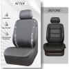 imageCAR PASS Leather Diamond Bling Car Seat Cover 2 Front Interior Sets Waterproof Universal Shining Glitter Crystal Sparkle Fit for 95 Automotive Truck SUV Cute Women Girl Black Silver RhinestoneGray Leather