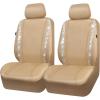 imageCAR PASS Leather Diamond Bling Car Seat Cover 2 Front Interior Sets Waterproof Universal Shining Glitter Crystal Sparkle Fit for 95 Automotive Truck SUV Cute Women Girl Black Silver RhinestoneBeige Leather