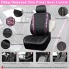 imageCAR PASS Leather Diamond Bling Car Seat Cover 2 Front Interior Sets Waterproof Universal Shining Glitter Crystal Sparkle Fit for 95 Automotive Truck SUV Cute Women Girl Black Silver RhinestonePink Diamond