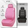 imageCAR PASS Leather Diamond Bling Car Seat Cover 2 Front Interior Sets Waterproof Universal Shining Glitter Crystal Sparkle Fit for 95 Automotive Truck SUV Cute Women Girl Black Silver RhinestonePink leather