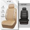 imageCAR PASS Leather Diamond Bling Car Seat Cover 2 Front Interior Sets Waterproof Universal Shining Glitter Crystal Sparkle Fit for 95 Automotive Truck SUV Cute Women Girl Black Silver RhinestoneBeige Leather
