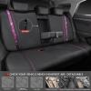 imageCAR PASS Leather Diamond Bling Car Seat Cover 2 Front Interior Sets Waterproof Universal Shining Glitter Crystal Sparkle Fit for 95 Automotive Truck SUV Cute Women Girl Black Silver RhinestonePink Diamond