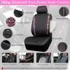 imageCAR PASS Leather Diamond Bling Car Seat Cover 2 Front Interior Sets Waterproof Universal Shining Glitter Crystal Sparkle Fit for 95 Automotive Truck SUV Cute Women Girl Black Silver RhinestonePink