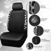 imageCAR PASS Leather Diamond Bling Car Seat Cover 2 Front Interior Sets Waterproof Universal Shining Glitter Crystal Sparkle Fit for 95 Automotive Truck SUV Cute Women Girl Black Silver RhinestoneCow Diamond