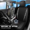 imageCAR PASS Leather Diamond Bling Car Seat Cover 2 Front Interior Sets Waterproof Universal Shining Glitter Crystal Sparkle Fit for 95 Automotive Truck SUV Cute Women Girl Black Silver RhinestoneSilver Mesh