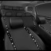 imageCAR PASS Leather Diamond Bling Car Seat Cover 2 Front Interior Sets Waterproof Universal Shining Glitter Crystal Sparkle Fit for 95 Automotive Truck SUV Cute Women Girl Black Silver RhinestoneBlack Eight Seats