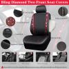 imageCAR PASS Leather Diamond Bling Car Seat Cover 2 Front Interior Sets Waterproof Universal Shining Glitter Crystal Sparkle Fit for 95 Automotive Truck SUV Cute Women Girl Black Silver RhinestoneRed