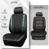 imageCAR PASS Leather Diamond Bling Car Seat Cover 2 Front Interior Sets Waterproof Universal Shining Glitter Crystal Sparkle Fit for 95 Automotive Truck SUV Cute Women Girl Black Silver RhinestoneMint