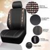 imageCAR PASS Leather Diamond Bling Car Seat Cover 2 Front Interior Sets Waterproof Universal Shining Glitter Crystal Sparkle Fit for 95 Automotive Truck SUV Cute Women Girl Black Silver RhinestoneGold