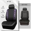 imageCAR PASS Leather Diamond Bling Car Seat Cover 2 Front Interior Sets Waterproof Universal Shining Glitter Crystal Sparkle Fit for 95 Automotive Truck SUV Cute Women Girl Black Silver RhinestoneViolet Purple