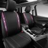 imageCAR PASS Leather Diamond Bling Car Seat Cover 2 Front Interior Sets Waterproof Universal Shining Glitter Crystal Sparkle Fit for 95 Automotive Truck SUV Cute Women Girl Black Silver RhinestonePink