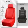 imageCAR PASS Leather Diamond Bling Car Seat Cover 2 Front Interior Sets Waterproof Universal Shining Glitter Crystal Sparkle Fit for 95 Automotive Truck SUV Cute Women Girl Black Silver RhinestoneRed leather