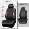 imageCAR PASS Leather Diamond Bling Car Seat Cover 2 Front Interior Sets Waterproof Universal Shining Glitter Crystal Sparkle Fit for 95 Automotive Truck SUV Cute Women Girl Black Silver RhinestonePink