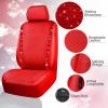 imageCAR PASS Leather Diamond Bling Car Seat Cover 2 Front Interior Sets Waterproof Universal Shining Glitter Crystal Sparkle Fit for 95 Automotive Truck SUV Cute Women Girl Black Silver RhinestoneRed leather
