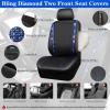imageCAR PASS Leather Diamond Bling Car Seat Cover 2 Front Interior Sets Waterproof Universal Shining Glitter Crystal Sparkle Fit for 95 Automotive Truck SUV Cute Women Girl Black Silver RhinestoneBlue Diamond