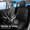 imageCAR PASS Leather Diamond Bling Car Seat Cover 2 Front Interior Sets Waterproof Universal Shining Glitter Crystal Sparkle Fit for 95 Automotive Truck SUV Cute Women Girl Black Silver RhinestoneBlack Mesh