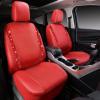 imageCAR PASS Leather Diamond Bling Car Seat Cover 2 Front Interior Sets Waterproof Universal Shining Glitter Crystal Sparkle Fit for 95 Automotive Truck SUV Cute Women Girl Black Silver RhinestoneRed leather