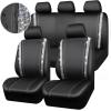 imageCAR PASS Leather Diamond Bling Car Seat Cover 2 Front Interior Sets Waterproof Universal Shining Glitter Crystal Sparkle Fit for 95 Automotive Truck SUV Cute Women Girl Black Silver RhinestoneSilver Diamond