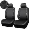 imageCAR PASS Leather Diamond Bling Car Seat Cover 2 Front Interior Sets Waterproof Universal Shining Glitter Crystal Sparkle Fit for 95 Automotive Truck SUV Cute Women Girl Black Silver RhinestoneBlack