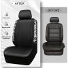 imageCAR PASS Leather Diamond Bling Car Seat Cover 2 Front Interior Sets Waterproof Universal Shining Glitter Crystal Sparkle Fit for 95 Automotive Truck SUV Cute Women Girl Black Silver RhinestoneCow Diamond