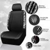 imageCAR PASS Leather Diamond Bling Car Seat Cover 2 Front Interior Sets Waterproof Universal Shining Glitter Crystal Sparkle Fit for 95 Automotive Truck SUV Cute Women Girl Black Silver RhinestoneZebra Print