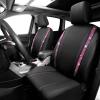 imageCAR PASS Leather Diamond Bling Car Seat Cover 2 Front Interior Sets Waterproof Universal Shining Glitter Crystal Sparkle Fit for 95 Automotive Truck SUV Cute Women Girl Black Silver RhinestonePink