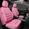 imageCAR PASS Leather Seat Covers Full Set Universal Water Resistant 3D Foam Back Support Luxury Comfort Automotive 5 Seat Covers All Season Fit for SUVSedanVan Airbag Compatible ElegancePure BlackAll Pink
