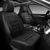 imageCAR PASS Leather Seat Covers Full Set Universal Water Resistant 3D Foam Back Support Luxury Comfort Automotive 5 Seat Covers All Season Fit for SUVSedanVan Airbag Compatible ElegancePure BlackAll Black
