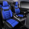 imageCAR PASS Leather Seat Covers Full Set Universal Water Resistant 3D Foam Back Support Luxury Comfort Automotive 5 Seat Covers All Season Fit for SUVSedanVan Airbag Compatible ElegancePure BlackBlack and Blue