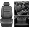 imageCAR PASS Leather Seat Covers Full Set Universal Water Resistant 3D Foam Back Support Luxury Comfort Automotive 5 Seat Covers All Season Fit for SUVSedanVan Airbag Compatible ElegancePure BlackAll Gray