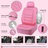 imageCAR PASS Leather Seat Covers Full Set Universal Water Resistant 3D Foam Back Support Luxury Comfort Automotive 5 Seat Covers All Season Fit for SUVSedanVan Airbag Compatible ElegancePure BlackAll Pink