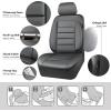 imageCAR PASS Leather Seat Covers Full Set Universal Water Resistant 3D Foam Back Support Luxury Comfort Automotive 5 Seat Covers All Season Fit for SUVSedanVan Airbag Compatible ElegancePure BlackAll Gray