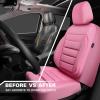 imageCAR PASS Leather Seat Covers Full Set Universal Water Resistant 3D Foam Back Support Luxury Comfort Automotive 5 Seat Covers All Season Fit for SUVSedanVan Airbag Compatible ElegancePure BlackAll Pink
