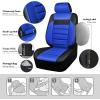 imageCAR PASS Leather Seat Covers Full Set Universal Water Resistant 3D Foam Back Support Luxury Comfort Automotive 5 Seat Covers All Season Fit for SUVSedanVan Airbag Compatible ElegancePure BlackBlack and Blue