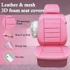 imageCAR PASS Leather Seat Covers Full Set Universal Water Resistant 3D Foam Back Support Luxury Comfort Automotive 5 Seat Covers All Season Fit for SUVSedanVan Airbag Compatible ElegancePure BlackAll Pink