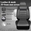 imageCAR PASS Leather Seat Covers Full Set Universal Water Resistant 3D Foam Back Support Luxury Comfort Automotive 5 Seat Covers All Season Fit for SUVSedanVan Airbag Compatible ElegancePure BlackGray Two Front