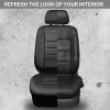 imageCAR PASS Leather Seat Covers Full Set Universal Water Resistant 3D Foam Back Support Luxury Comfort Automotive 5 Seat Covers All Season Fit for SUVSedanVan Airbag Compatible ElegancePure BlackAll Black
