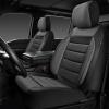 imageCAR PASS Leather Seat Covers Full Set Universal Water Resistant 3D Foam Back Support Luxury Comfort Automotive 5 Seat Covers All Season Fit for SUVSedanVan Airbag Compatible ElegancePure BlackGray Two Front