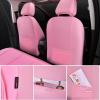 imageCAR PASS Leather Seat Covers Full Set Universal Water Resistant 3D Foam Back Support Luxury Comfort Automotive 5 Seat Covers All Season Fit for SUVSedanVan Airbag Compatible ElegancePure BlackAll Pink