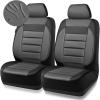 imageCAR PASS Leather Seat Covers Full Set Universal Water Resistant 3D Foam Back Support Luxury Comfort Automotive 5 Seat Covers All Season Fit for SUVSedanVan Airbag Compatible ElegancePure BlackGray Two Front