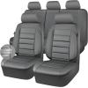 imageCAR PASS Leather Seat Covers Full Set Universal Water Resistant 3D Foam Back Support Luxury Comfort Automotive 5 Seat Covers All Season Fit for SUVSedanVan Airbag Compatible ElegancePure BlackAll Gray