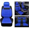 imageCAR PASS Leather Seat Covers Full Set Universal Water Resistant 3D Foam Back Support Luxury Comfort Automotive 5 Seat Covers All Season Fit for SUVSedanVan Airbag Compatible ElegancePure BlackBlack and Blue