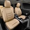 imageCAR PASS Leather Seat Covers Full Set Universal Water Resistant 3D Foam Back Support Luxury Comfort Automotive 5 Seat Covers All Season Fit for SUVSedanVan Airbag Compatible ElegancePure BlackAll Beige