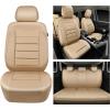 imageCAR PASS Leather Seat Covers Full Set Universal Water Resistant 3D Foam Back Support Luxury Comfort Automotive 5 Seat Covers All Season Fit for SUVSedanVan Airbag Compatible ElegancePure BlackAll Beige