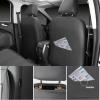 imageCAR PASS Leather Seat Covers Full Set Universal Water Resistant 3D Foam Back Support Luxury Comfort Automotive 5 Seat Covers All Season Fit for SUVSedanVan Airbag Compatible ElegancePure BlackAll Gray