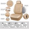 imageCAR PASS Leather Seat Covers Full Set Universal Water Resistant 3D Foam Back Support Luxury Comfort Automotive 5 Seat Covers All Season Fit for SUVSedanVan Airbag Compatible ElegancePure BlackAll Beige