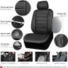 imageCAR PASS Leather Seat Covers Full Set Universal Water Resistant 3D Foam Back Support Luxury Comfort Automotive 5 Seat Covers All Season Fit for SUVSedanVan Airbag Compatible ElegancePure BlackAll Black